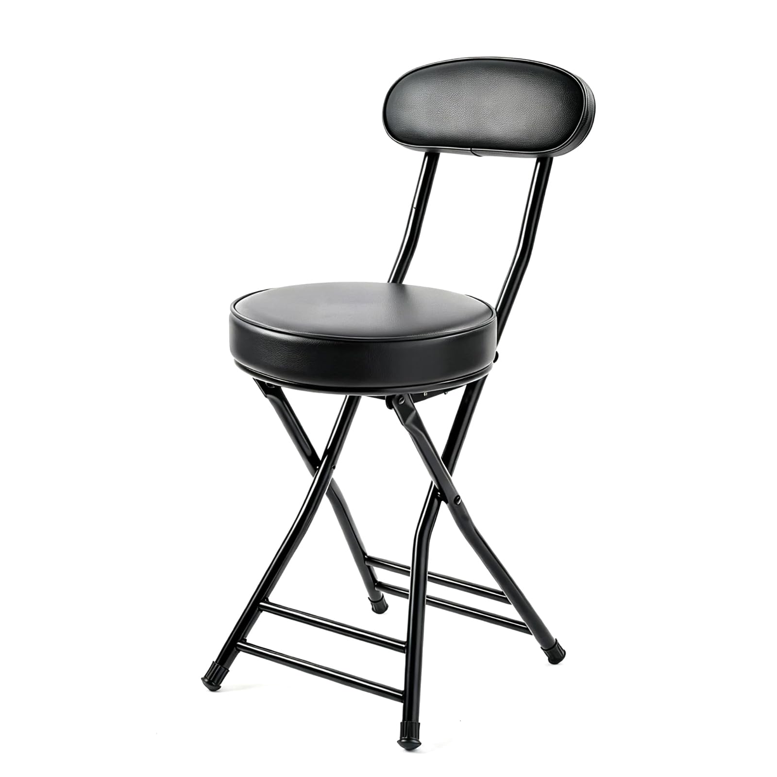 GLCS GLAUCUS Folding Stool,Cushioned Padded Folding Bar Stool,18inch Black Height Heavy Duty Portable Chair Stool with 300lbs Capacity for Kitchen
