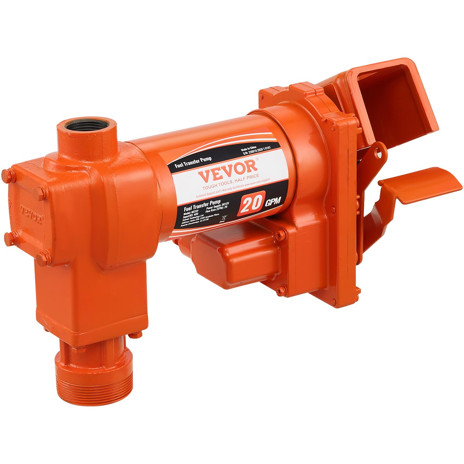 VEVOR Pompa transferowa paliwa, 12 V DC 20 GPM 1/4 KM, pompa do ekstraktora benzyny z automatyczną dyszą, wężem tłocznym i rurą ssącą do benzyny, oleju napędowego, nafty, etanolu i metanolu oraz