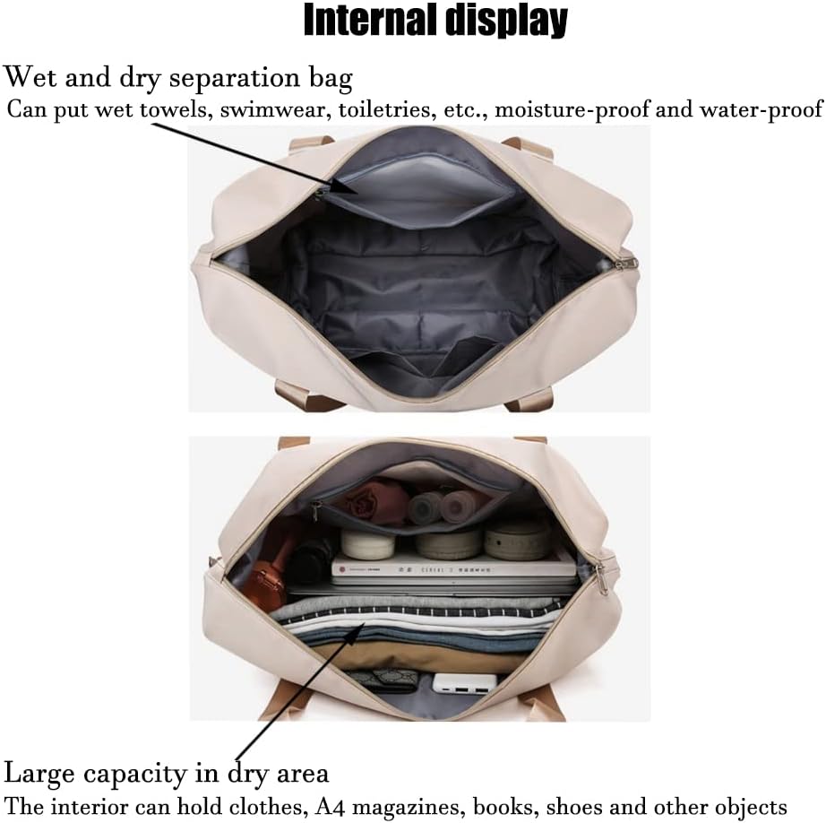 Large Capacity Travel Luggage Bag, Women's Tote to Carry Airplane Fits Under Seat, Men's Short Business Carry-on Sports Gym Dry and Wet Separation Bag(Business Gray), XL0830