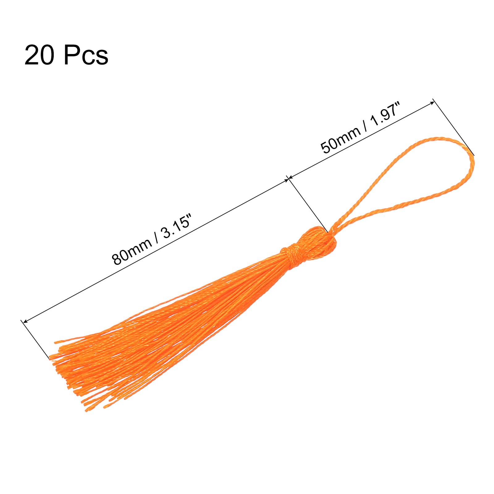 Marque-Pages à Pompons QUARKZMAN - Lot De 20 En Soie Orange, Boucle Pour Porte-Clés, DIY, Cadeau Créatif