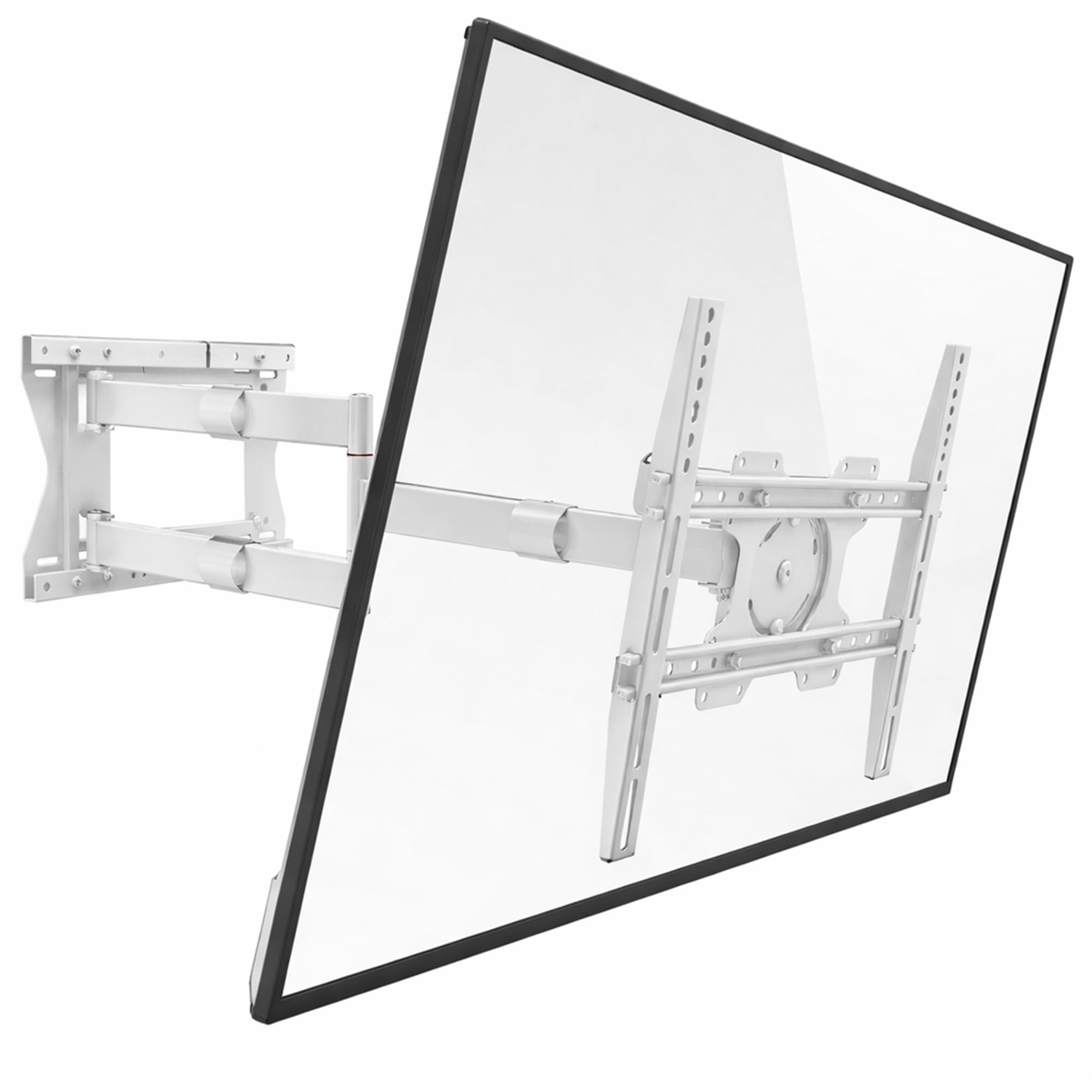 TiTon Flex 80 cm TV Wandhalterung in Weiß mit langem Schwenkarm 50 Zoll Biz 75 Zoll – dreh-, neig- & rotierbar bis 80 cm Auszug, 60 kg Traglast, VESA bis 400x400 mm, Wandhalterung Fernseher