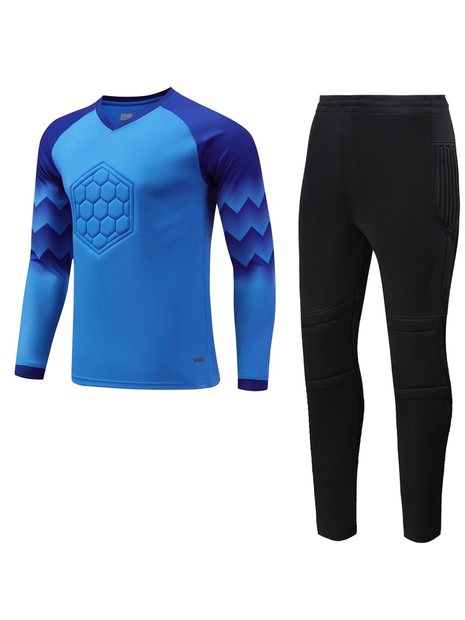 MSemis Goalkeeper Set Completo da Portiere di Calcio Bambino Ragazzo Maglia da Portiere di Calcio Maglietta + Pantaloni della Tuta Uniforme da Allenamento Blu 13-14 Anni