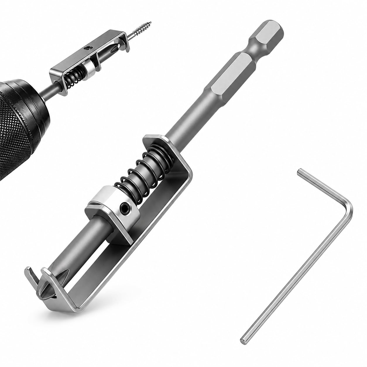 Spring Loaded Screw Guide Bit Holder, 1/4 Inch Hex Screw Positioning Attachment for Drill & Impact Driver, Replaceable Bit Holder, Screw Locator Tool for Woodworking, DIY & Repairs-image-2