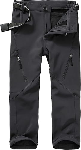 linlon Pantalones cargo de senderismo para niños y jóvenes, impermeables, con forro polar suave y forro polar, pantalones de nieve aislados, Nieve