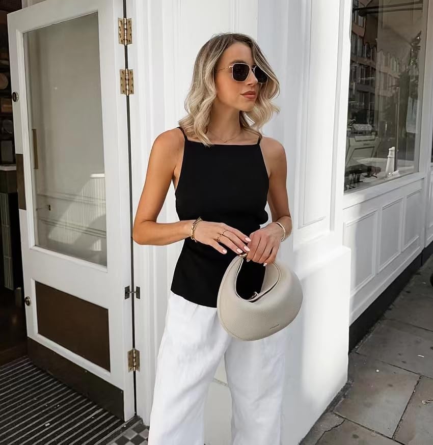 heyheyshine Women's Halter Summer Casual Y2K Crop Tee Backless Crop Cami Tops Strap Tie Up Camisole Sleeveless3