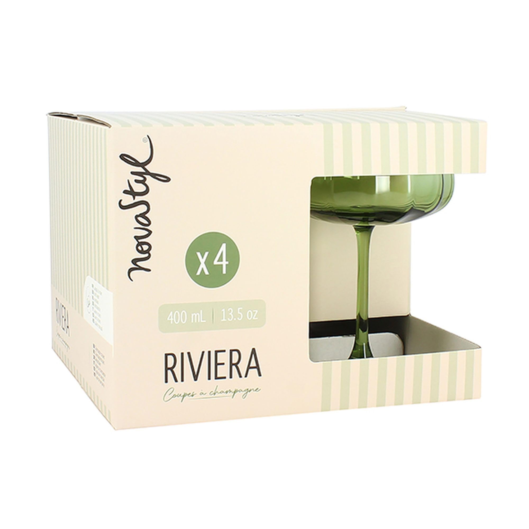 NOVASTYL - Lot de 4 coupes riviera 36.5cl en verre vert - 1605437