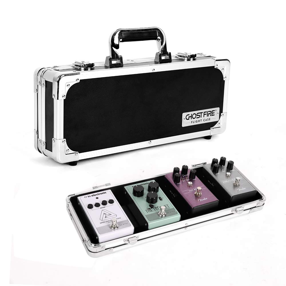 Ghost Fire Gitarren-Multieffekt-Pedalkoffer, 42,9 x 14 x 7,1 cm, mit Pedal-Montageband, stabiles Verriegelungsaluminium, T-Serie T-EC4