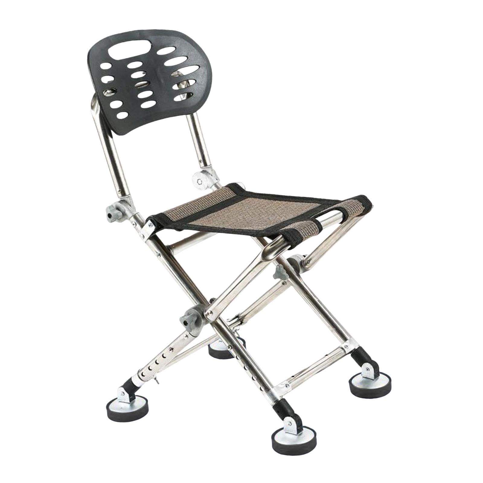 harayaa Tabouret de Camping Robuste et Pliable avec Dossier, Doté de 5 Pieds Télescopiques, Idéal pour La Pêche, La Randonnée, L'intérieur et L'extéri
