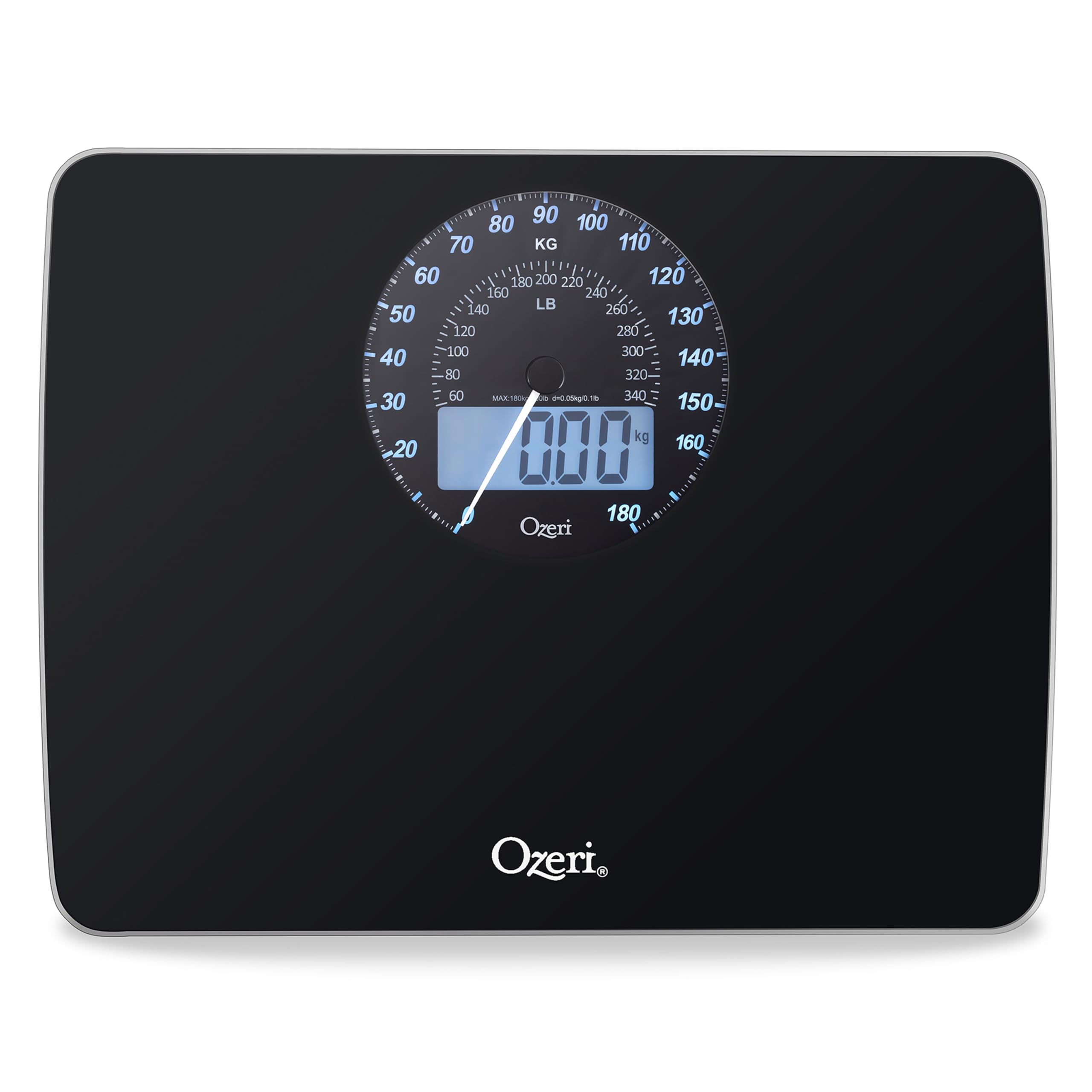 Ozeri Rev Digital Bathroom Scale With Electro-Mechanical Weight Dial, Black