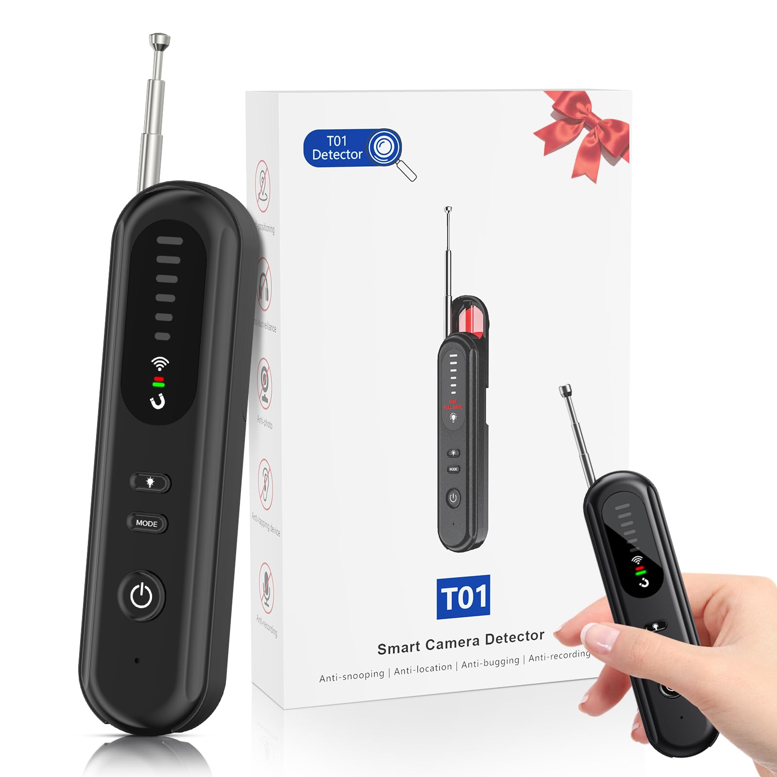 Hidden-Camera-detectors-GPS Tracker Detector-Upgrad-Bug Detector Camera Finder-Anti-spy Camera Finder-mini RF Signal Scanner-Portable spy Device Detector for Travel Office Hotel