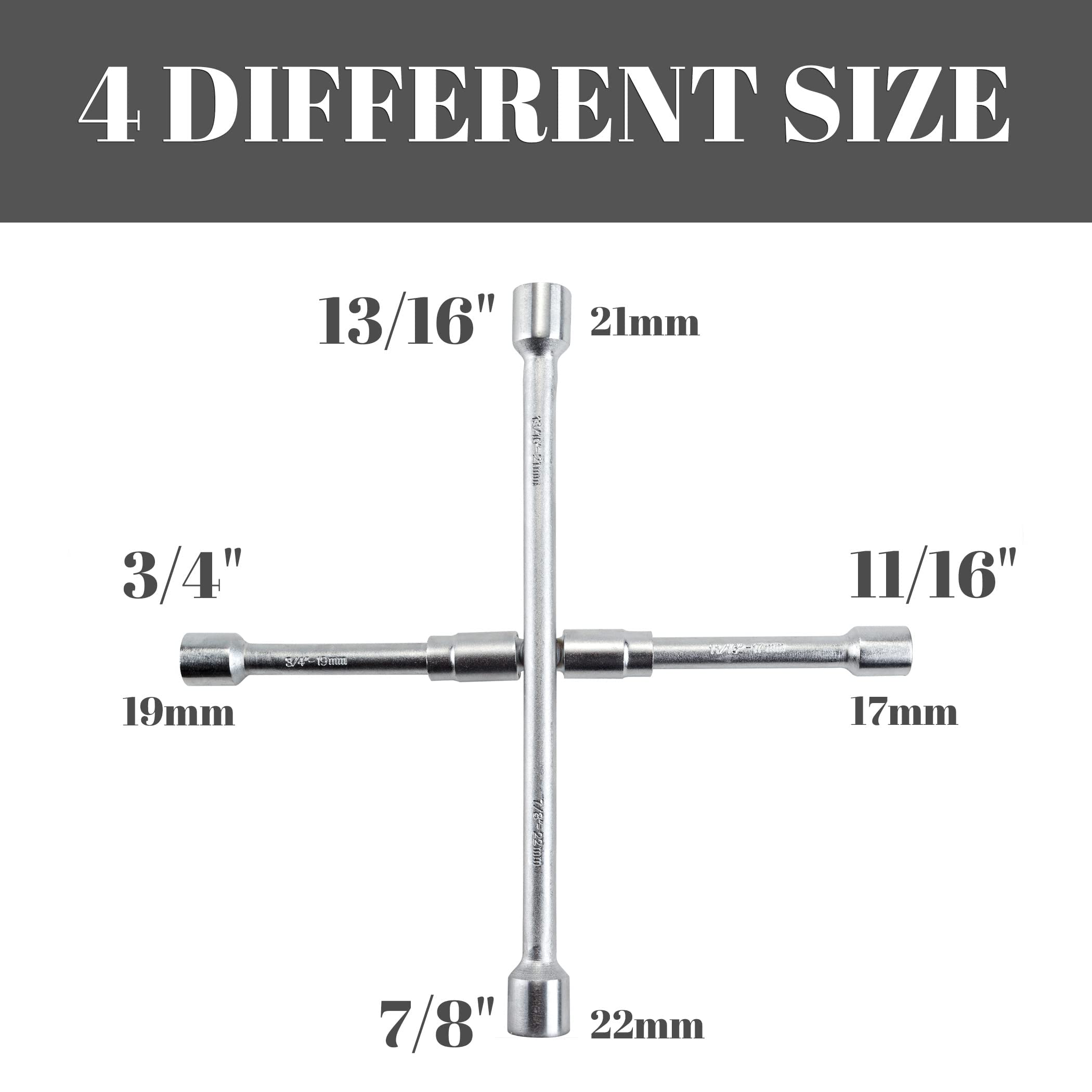 CARTMAN 14 Inch Universal Folding 4-Way Cross Lug Wrench 1