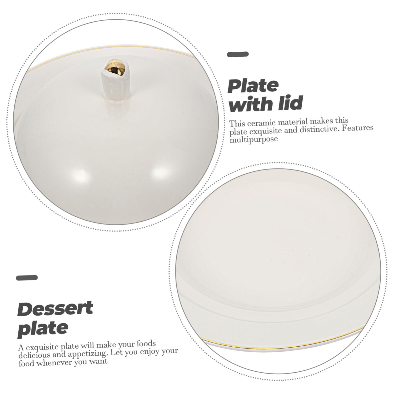 Plato de Cerámica Blanco para Servir Bistec y Postres con Tapa Vajilla de Cocina para Restaurante Occidental y Hogar
