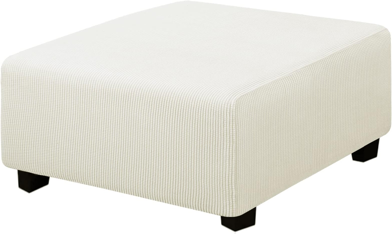 Easy-Going Stretch Square Ottoman Cover 40x40x15 inch Folding Storage Stool Furniture Protector Soft Rectangle slipcover with Elastic Bottom CreamOEKO-TEX STANDARD 100