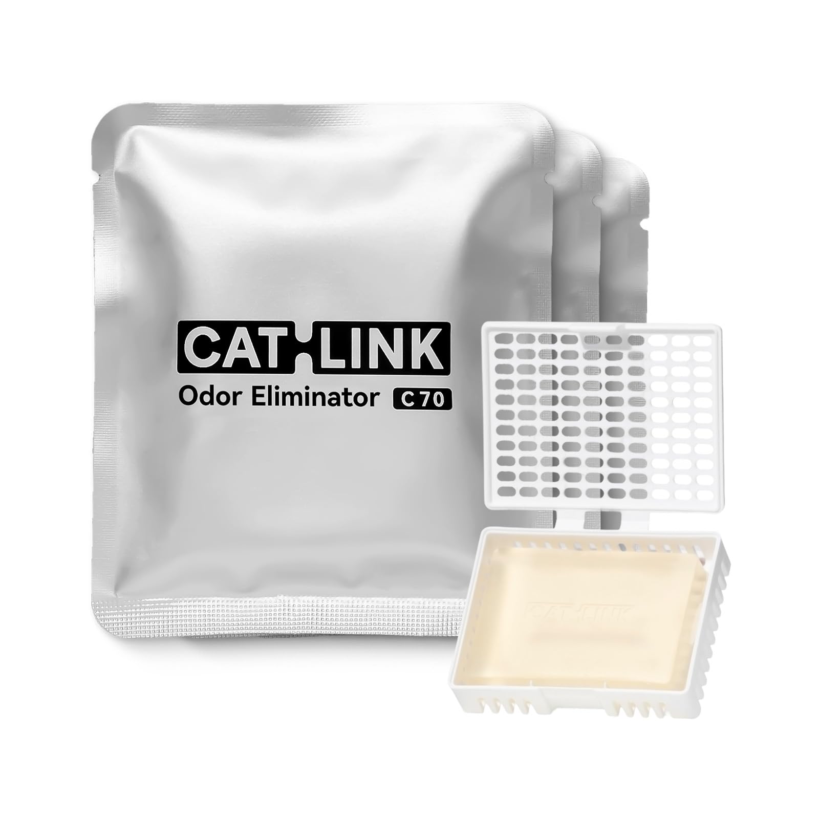 Dezodorant CATLINK C70 Specjalistyczny do piaskownic - Kompatybilny ze wszystkimi samoczyszczącymi się piaskami - Intensywne usuwanie zapachów - Długotrwała świeżość, w zestawie uchwyt