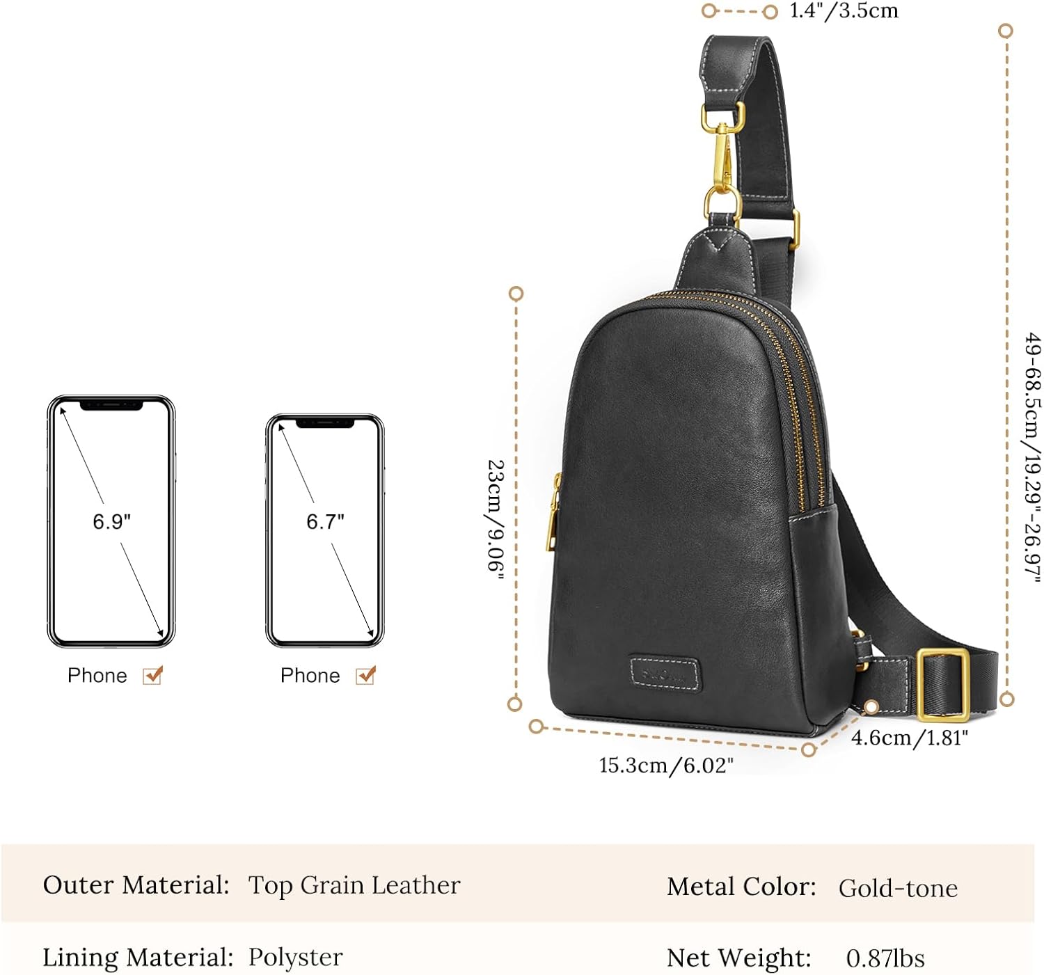 S-ZONE Leather Crossbody Bags for Women Sling Bag RFID Anti Theft Shoulder Purse Fanny Pack | Leather, RFID Anti Theft