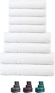 Craft Native - 100% Pure Ring Spun Cotton Towels Sets 500 GSM | Value Pack 8 Piece Towel Set | Bath Towels Large Set | Bathroom Hand, Face and Bath Towel Set | Luxury Towels for Men Women (White)