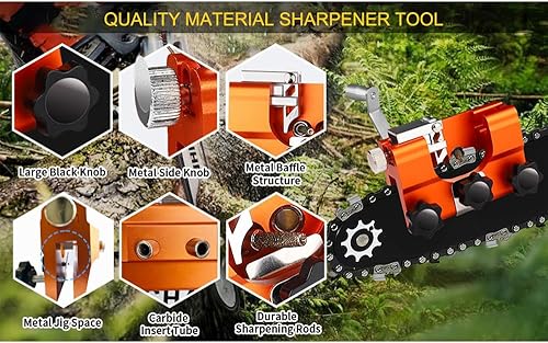 Miniatura 4 de MOCW Kit de afilador de motosierra de motosierra, herramienta de afilador de motosierra rápida de manivela para motosierras de cadena de 8 a 22