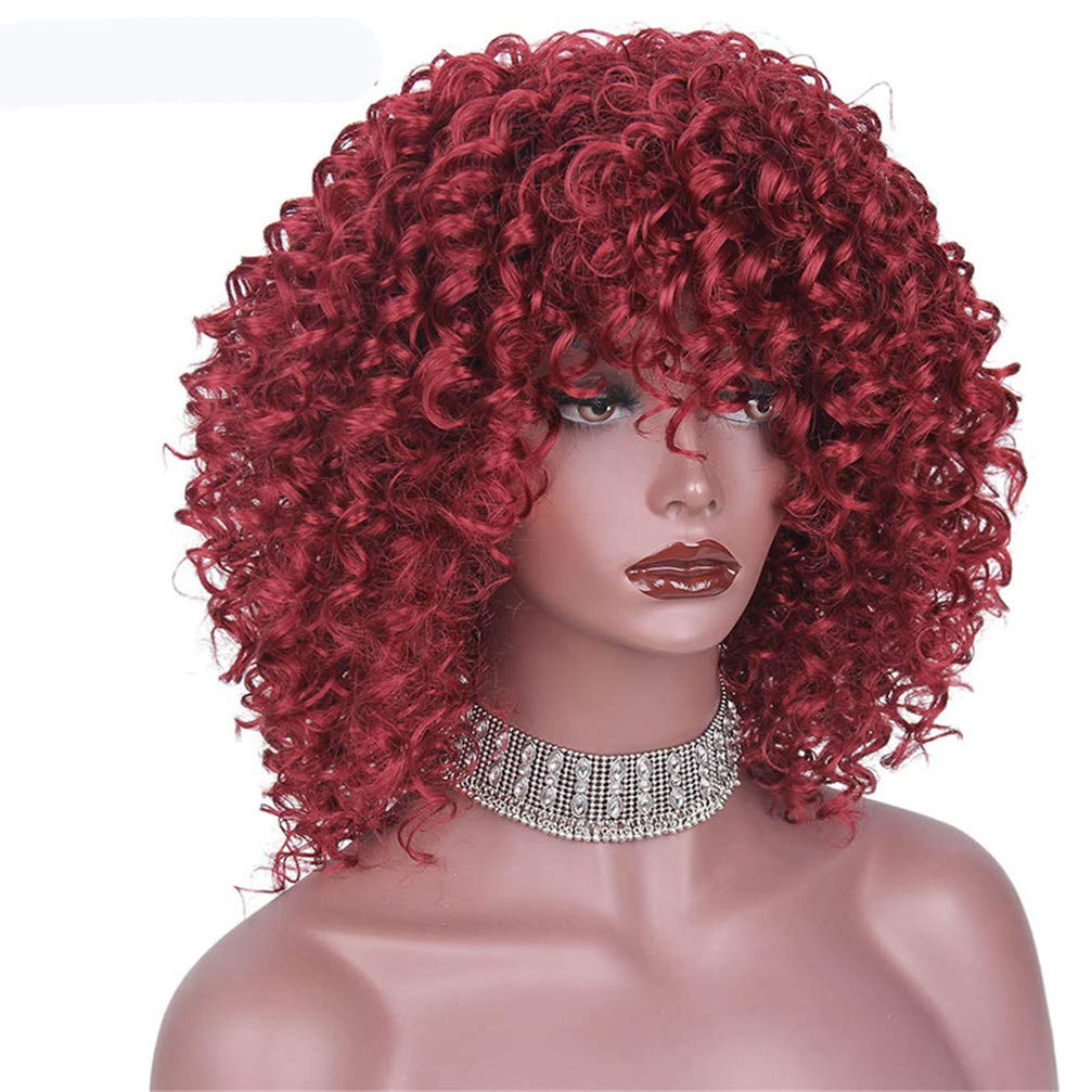 Perruque synthétique brune mélangée noire et blonde style coiffure africaine de qualité premium