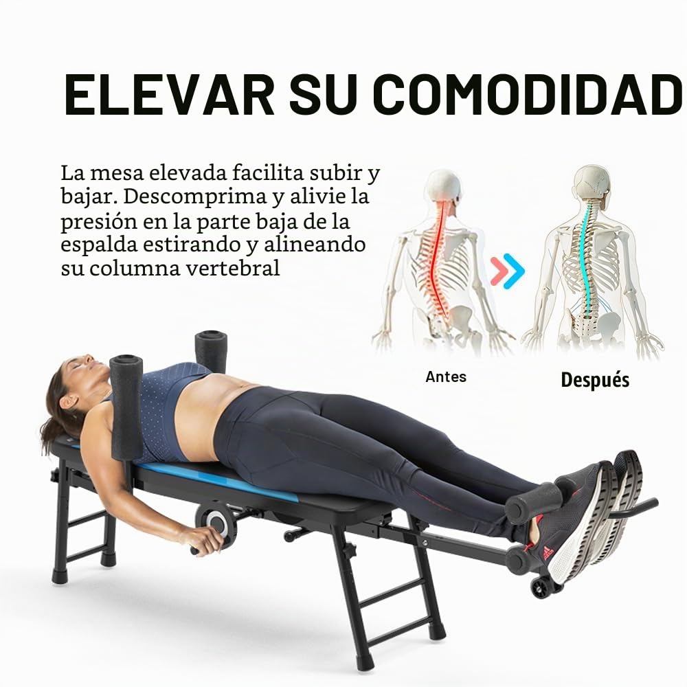 Exerpeutic Dispositivo de tracción de inversión Alternativo, Mesa de tracción Lumbar, estirador de Espalda para aliviar el Dolor de Espalda Baja sin Estar Boca Abajo, Capacidad de Peso de 350 Libras