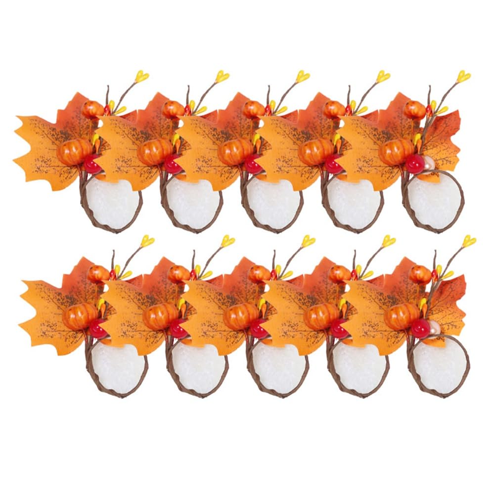 CTRLZS 10PCS Pumkins Napkin Rings Thanksgiving Napkin Ring Holder Berry Napkin Ring Harvest Maple Fruit Pumpkin Napkin Ring