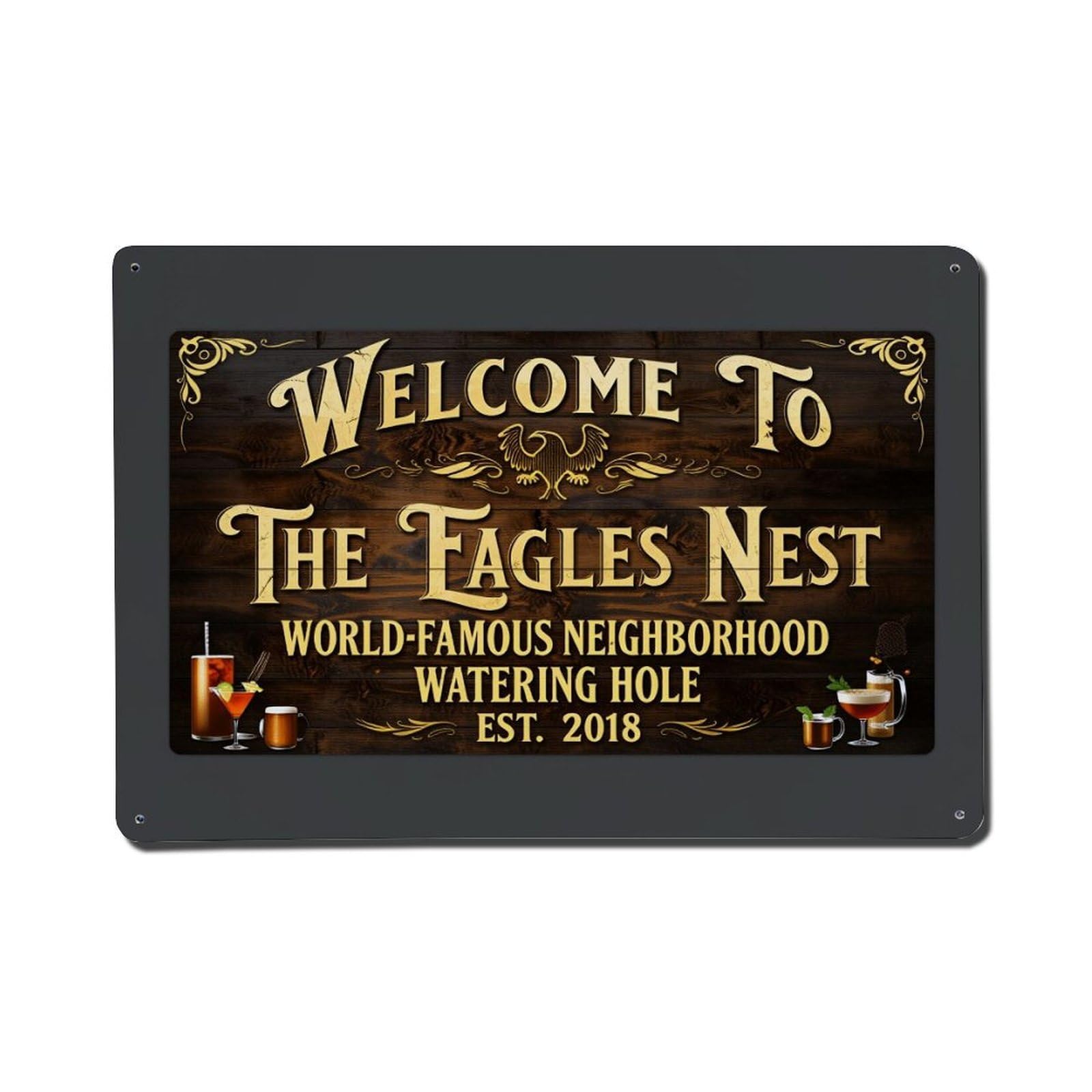 Welcome To The Eagles Nest Tin Sign Vintage Metal Poster, Home Bar Garage Man Cave Cafe Indoor & Outdoor Wall Decoration 8x12Inches