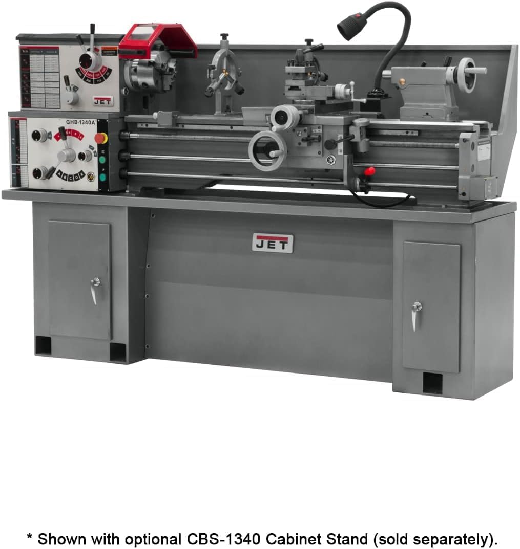JET 13" x 40" Geared Head Bench Lathe, Newall NMS800 DRO, Taper Attachment, 230V 1Ph (Model GHB-1340A)