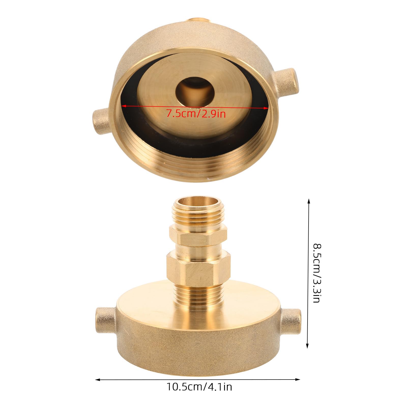 Adattatore per Manichette Antincendio in Ottone 2-1/2" | Filettatura Ght Maschio da 3/4", Design Pin Lug, Finitura Opaca, Uso Agricolo e Irrigazione