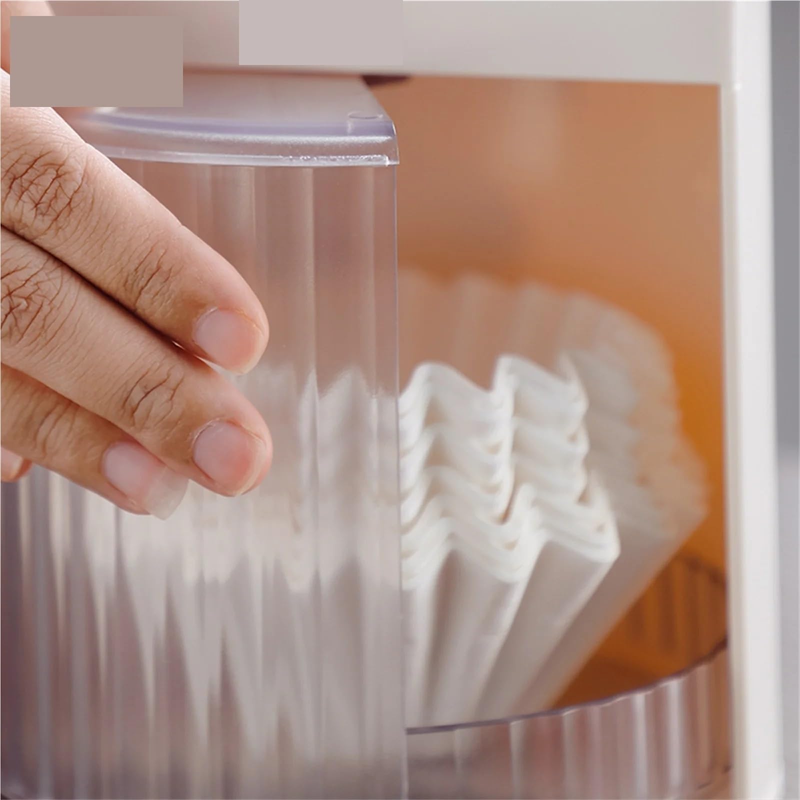 Kaffeefilterpapier-Aufbewahrungsbox, Kuchenfilterpapierhalter, Filterpapier, staubdicht, Aufbewahrungsbox, Barista Für Kaffeebar(White)