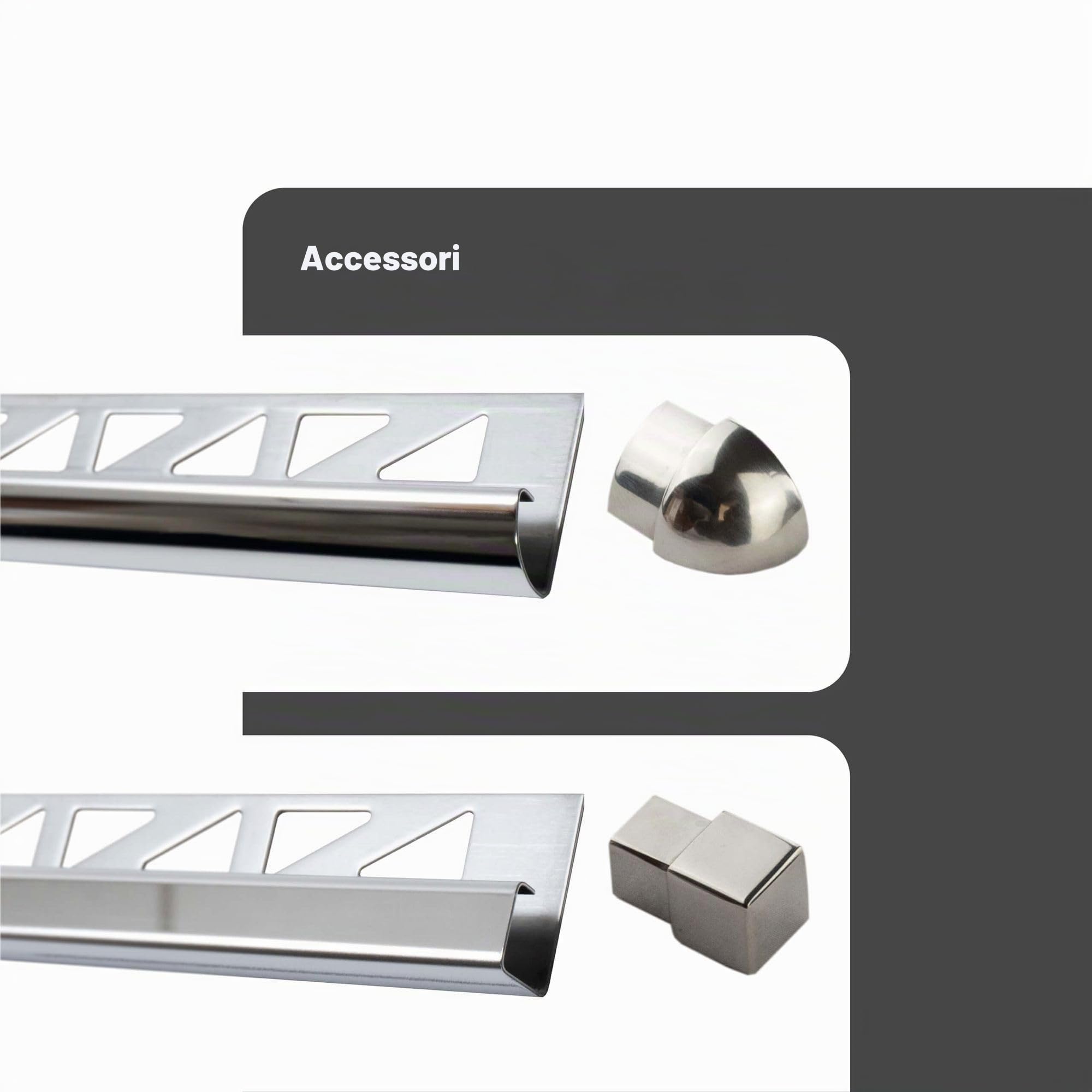 Profilo per piastrelle, profilo quadrato, acciaio inox altezza 8mm, lunghezza 200cm, brunito paraspigoli muro, profili acciaio inox, profilo