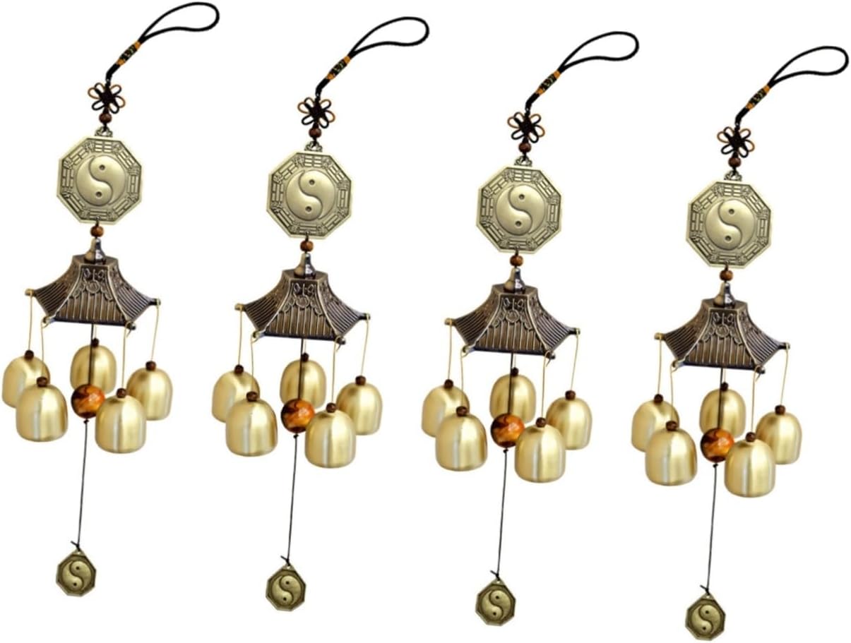 Happyyami 4pcs peace bell dead down wind antique wind chime feng shui wind chimes hanging wind lucky wind chimes wind river wind sculptures & spinners wind block commemorate copper China
