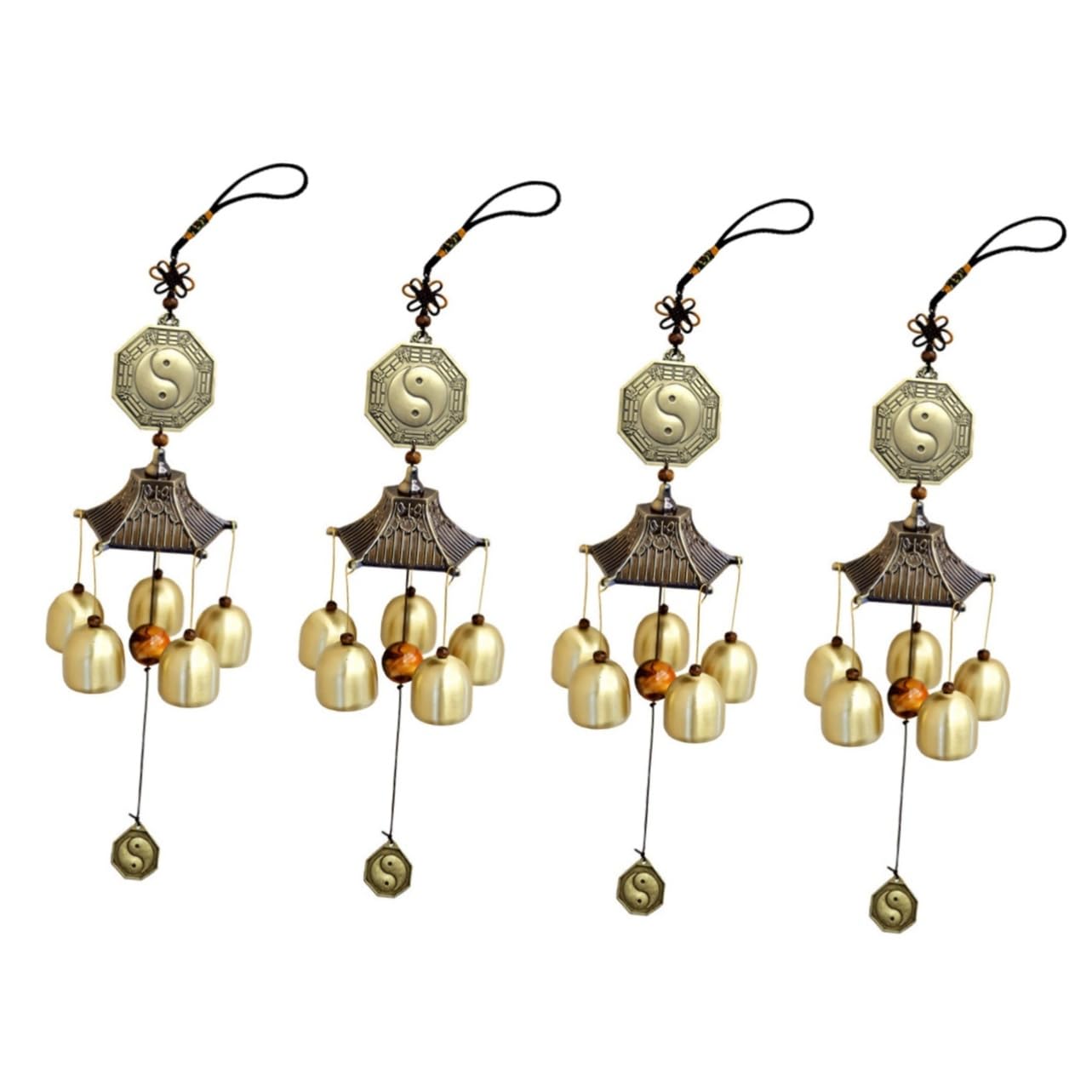 Happyyami 4pcs peace bell dead down wind antique wind chime feng shui wind chimes hanging wind lucky wind chimes wind river wind sculptures & spinners wind block commemorate copper China