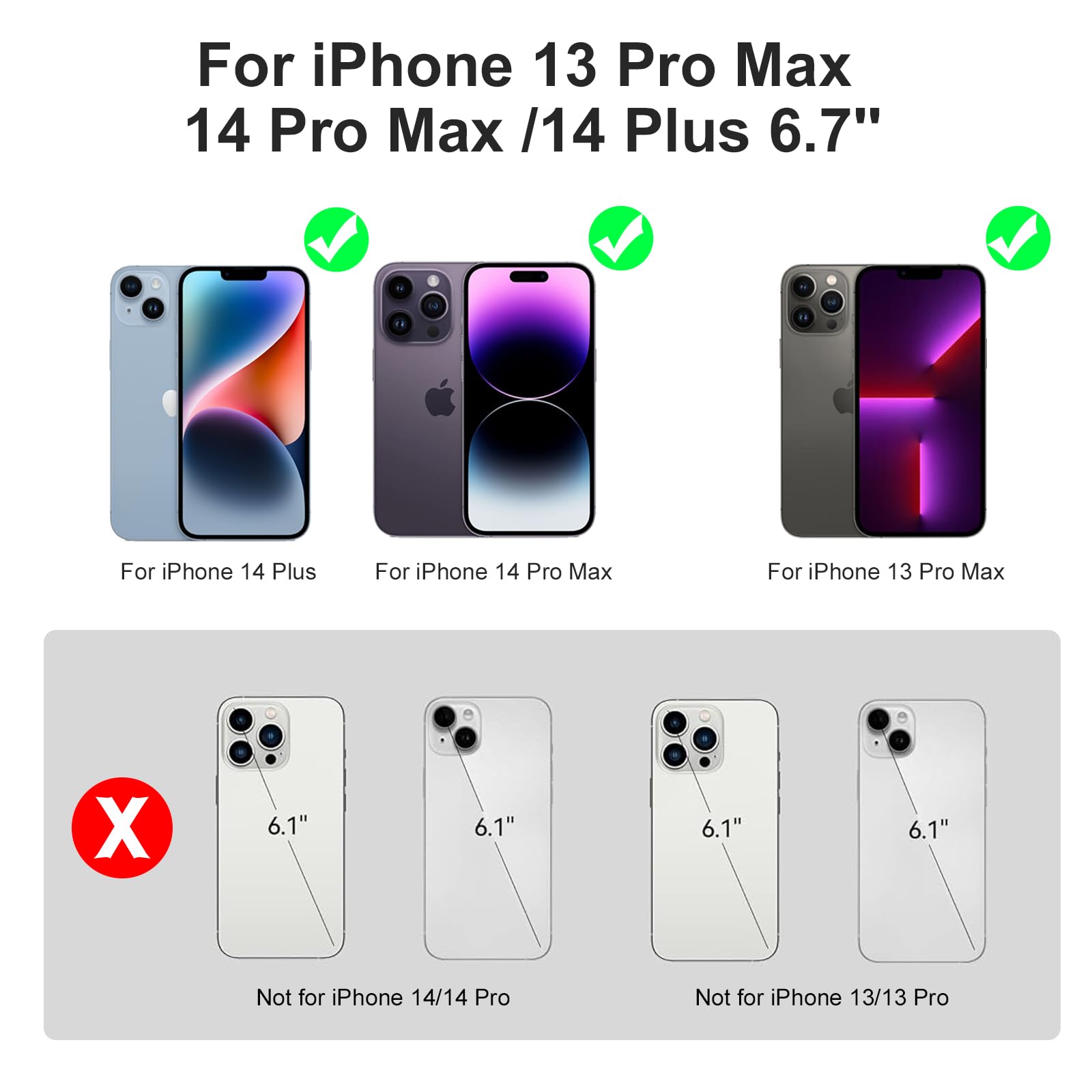 TAYUZH Battery Case for iPhone 13 Pro Max/14 Pro Max/14 Plus(6.7 inch) 13800mAh Portable Rechargeable Charging Case with Screen Protector, Full Protection, Black