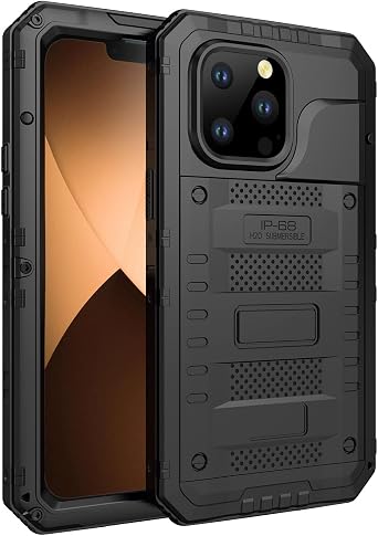 Waterproof Case for iPhone 14 Pro Max 6.7 inch, Heavy Duty Shockproof Dustproof Metal Durable Case with Built-in Screen,360 Full Body Protection Rugged Military Grade Defender - Black
