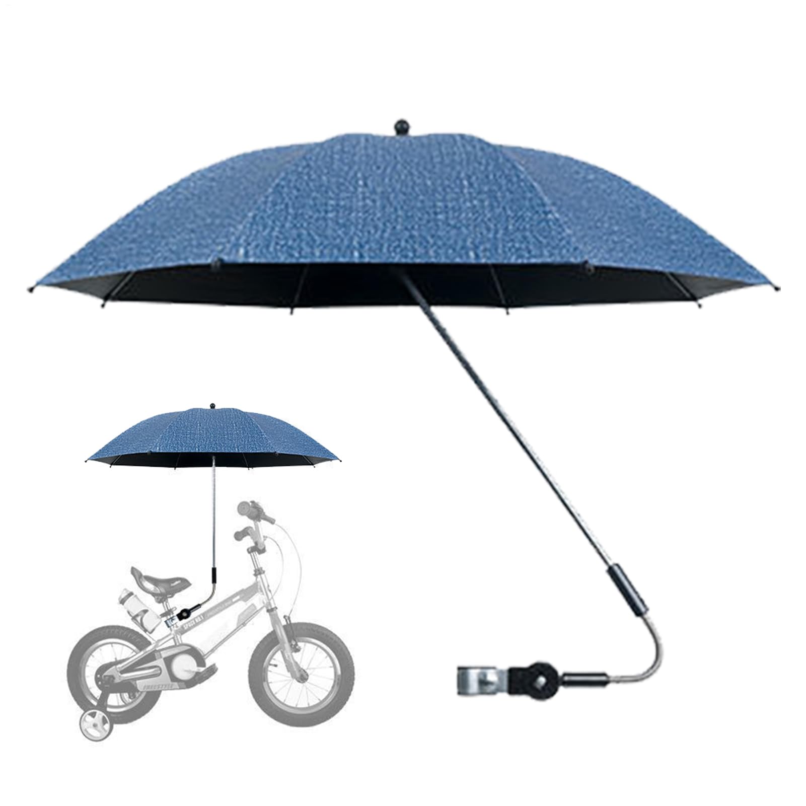Pram Parasol, 50+ UV Pushchair Parasol with Adjustable Fixing Clamp, 360° Adjustable Baby Stroller Umbrella, Rainproof and Windproof Baby Stroller Umbrella, for Pushchair, Beach Chair