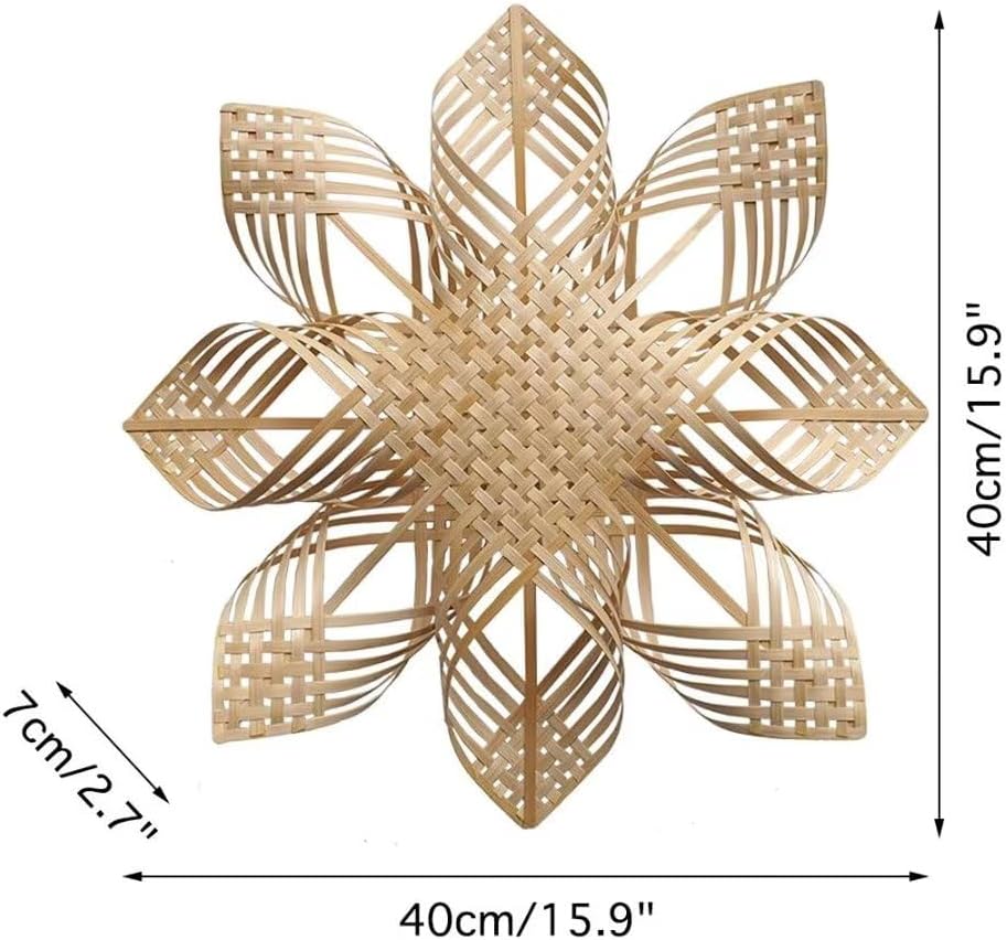 GUANSHAN Handwoven Bamboo Wall Decoration Snowflake shape Bamboo Ornament Pendant Wall Hanging Handicraft Wall Pediments For Bedroom, Living Room