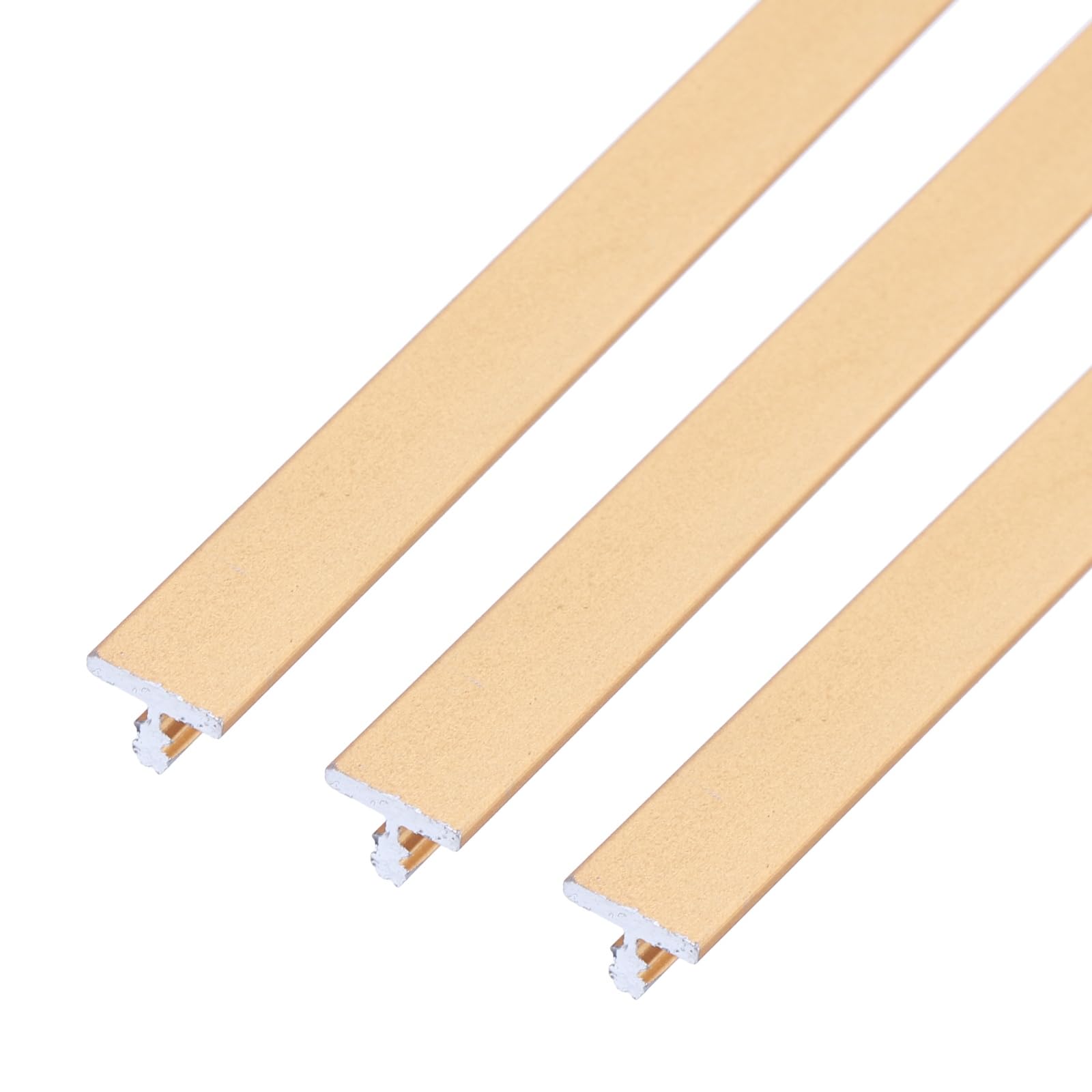 sourcing map 3Pcs Aluminum T Molding Floor Transition Strip, 3 FT x 0.31 Inch Floor Divider Trims, Thresholds Strips for Door and Joining Flooring Gaps, Laminate, Wood, Tile, Vinyl, Gold