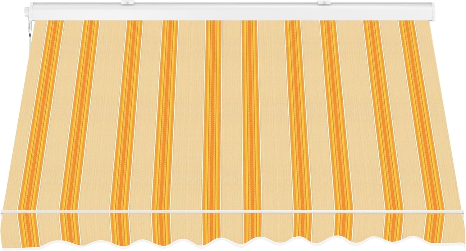 Tenda da sole Cassonata a Caduta in Alluminio Balcone Finestra Soffitto Parete Bracci Telo Poliestere 280gr/MQ Impermeabile GIALLO BEIGE L200xP250CM