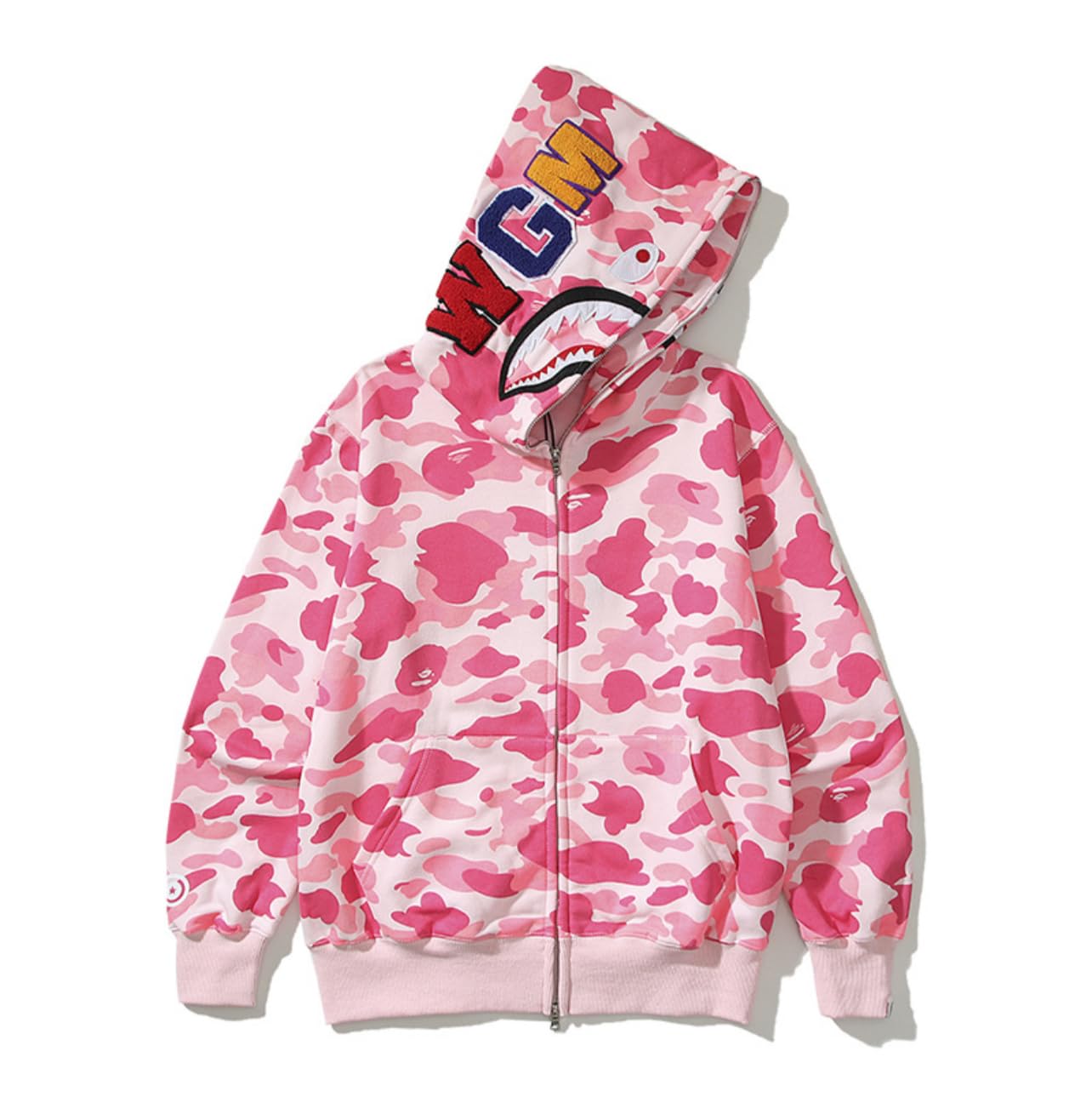 Sudadera unisex de camuflaje con bordado de tiburones,