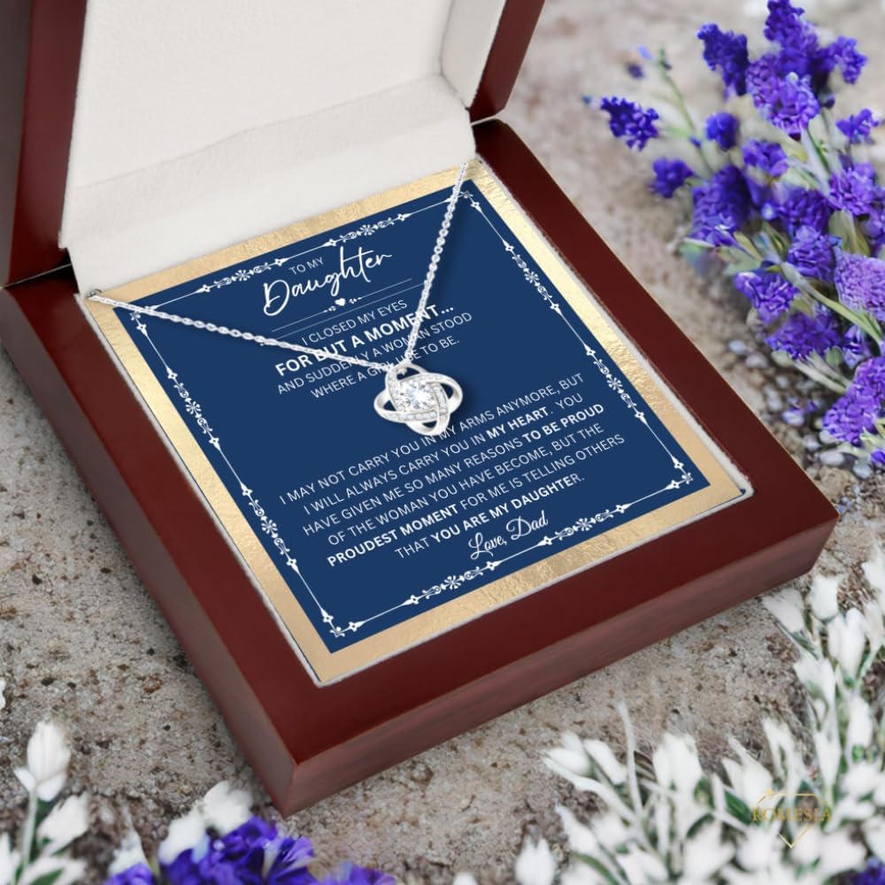 To My Daughter Necklace Gift from Dad | 14k White Gold Pendant with Emotional Message Card & Gift Box | Birthday, Graduation, Christmas Jewelry for Teen or Adult Daughter - Image 9