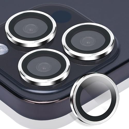Protector de lente de cámara para iPhone 15 Pro y iPhone 15 Pro Max, protector de lente de vidrio templado, anillo de aleación de aluminio, cubierta