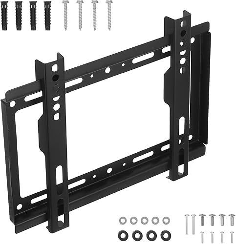 Soporte fijo de pared para TV de plasma y televisores, kit de hardware negro minimalista con ángulos de visión ajustables, soporte de pared de