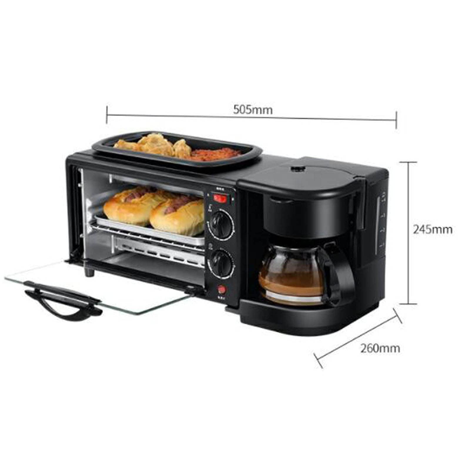 Pequeña máquina de Desayuno 4 en 1 Tamaño Familiar Estación de Desayuno eléctrica Máquina de sándwich Multifuncional Máquina de Desayuno Sartén Mini Horno Cafetera for Oficina en casa