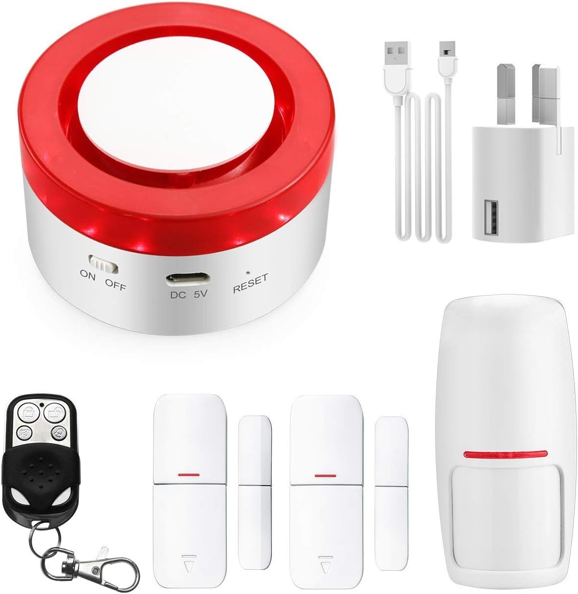 TUYA Smart Home Security Alarm Siren System, Hacevida T1 Wireless WiFi Burglar Siren Alarms, Compatible with Alexa and Google Assistant/APP Alarm Push/Custom-named/Timing Setting