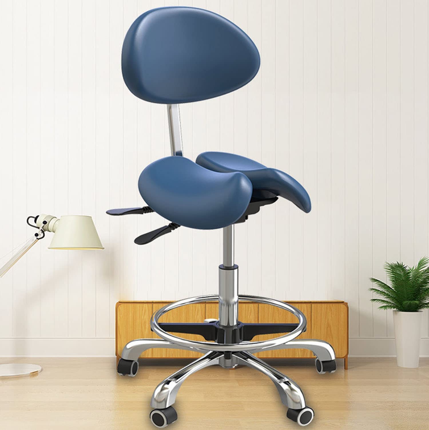 Taburete giratorio ergonómico de altura ajustable, silla dental médica giratoria, piel sintética, ideal para oficina, salón, hospital y laboratorio