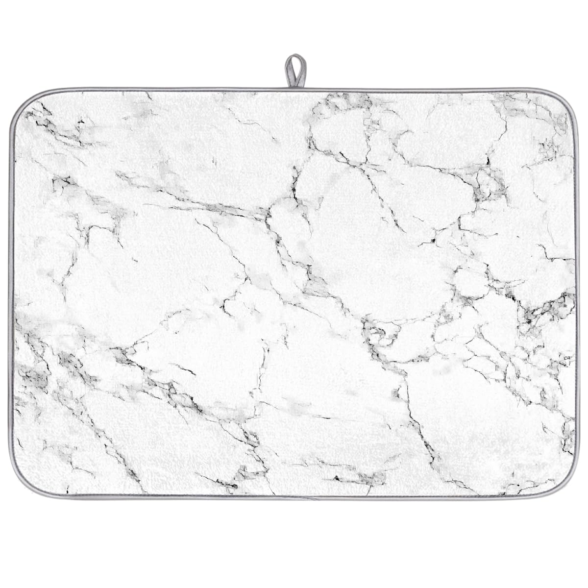 YPPAHHHH Dish Drying Mat White Gray Marble Texture Large Drying Mat for Kitchen Counter 18x24in Absorbent Dish Drainer Rack Pad, Heat Resistant Coffee