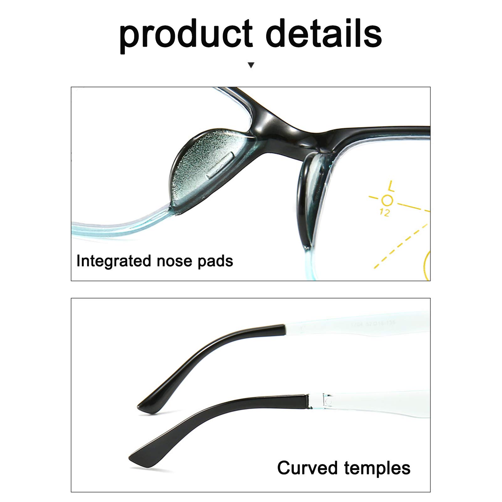 Gafas De Lectura Inteligentes Progresivas De Enfoque Múltiple,Gafas Ópticas Anti-Azules,Gafas con Zoom Inteligente para Hombres Y Mujeres, Ligeras Y Portátiles,Antifatiga Y Antirreflejos