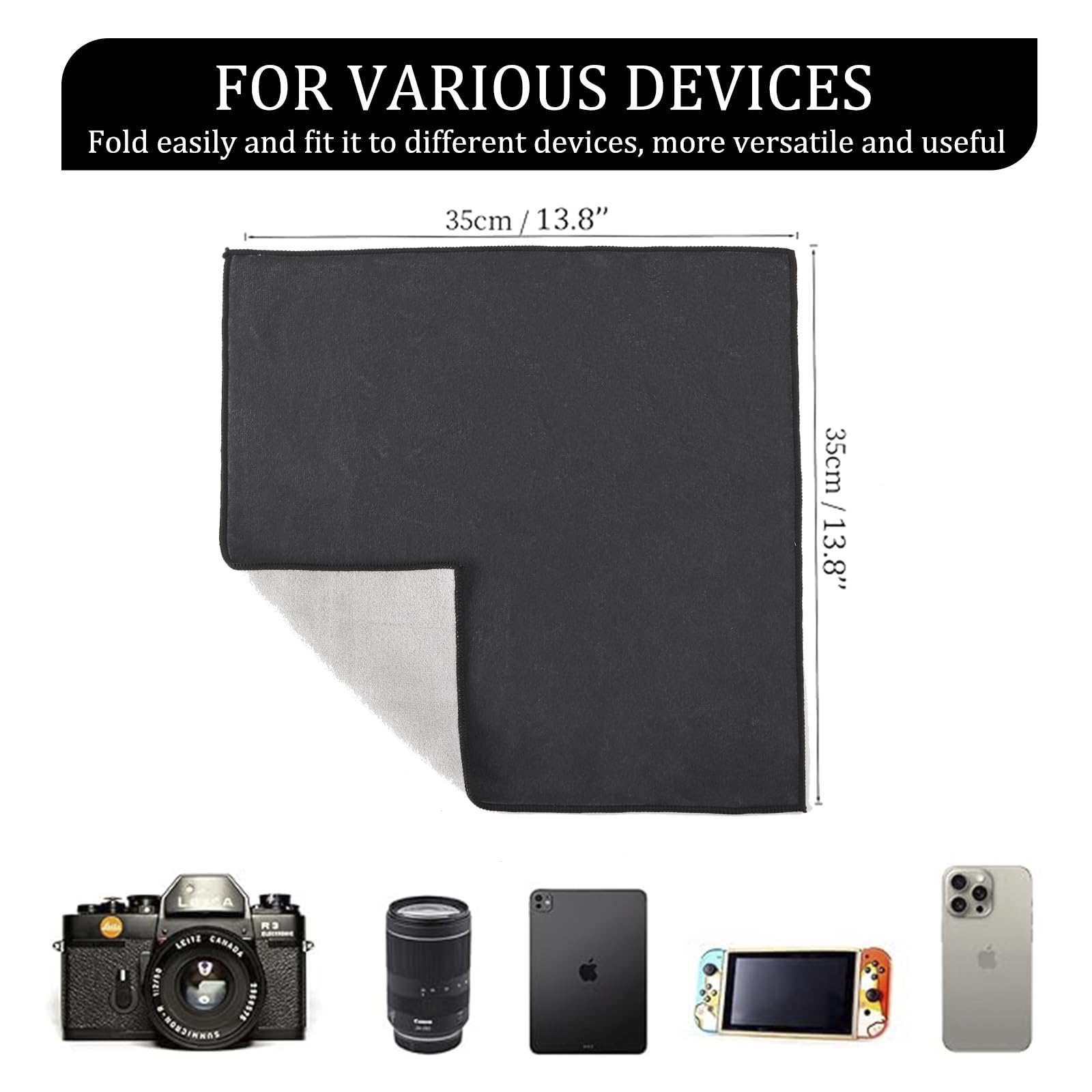 Envoltura protectora para cámara, protector de lente, paño autoadhesivo mágico para DSLR/lente de cámara/teléfono/accesorios, 13.8 x 13.8 pulgadas