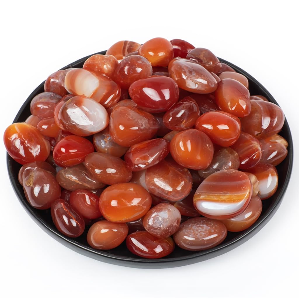 Red Agate Healing Crystal Stone Set - 24 Pieces, 0.6" Natural &amp; Polished Stones for Healing, Meditation, Reiki, Chakra, Crafting &amp; Decoration