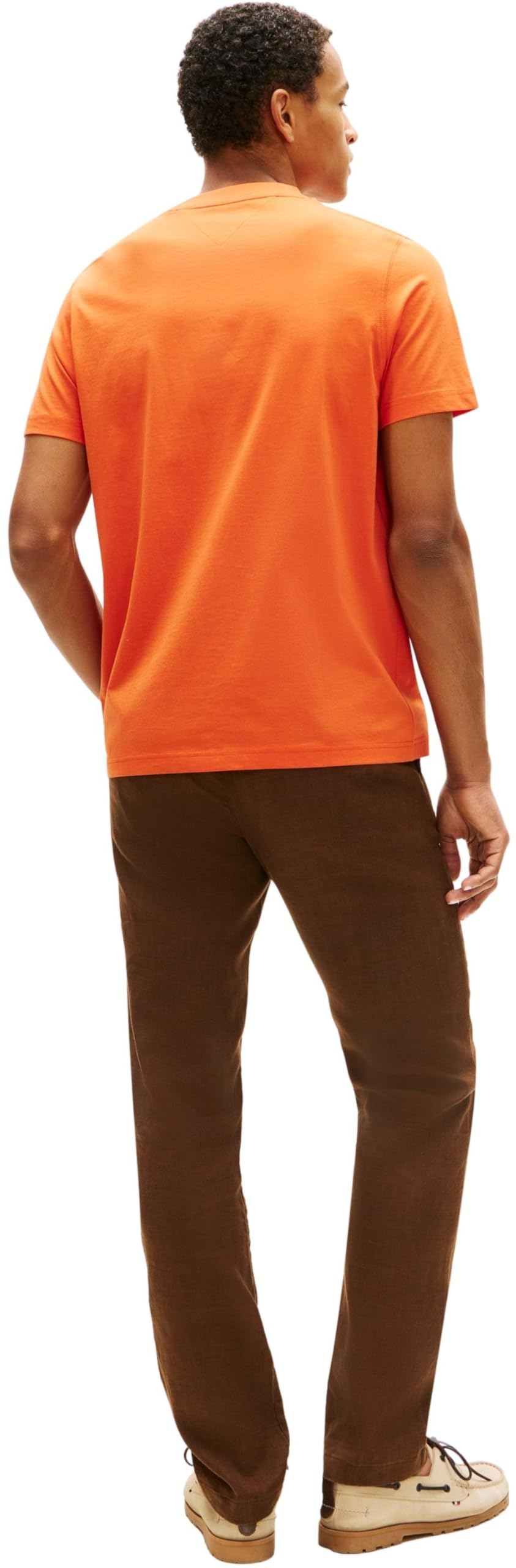 Tommy Hilfiger Herren T-Shirt Kurzarm Script Monogram aus Baumwolle, Orange (Brilliant Orange), S – Ansicht 2