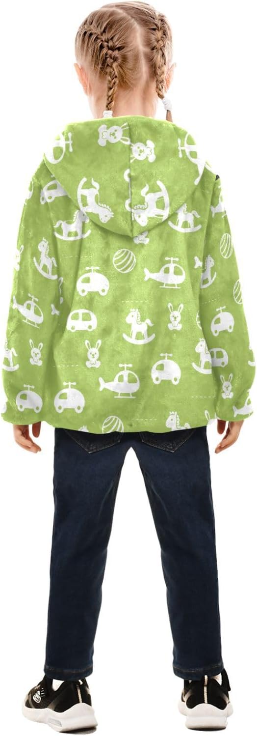 Girls Hoodie Outfit Cartoon Airplane Rabbit Pattern Zipper Sweatshirt Coat Fleece Jacket for Kids 3-10T